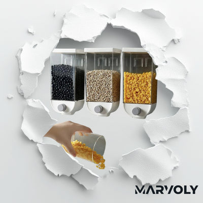 GrainGuard - The Wall-Mounted Kitchen Multi-Grain Sealed Jars by MARVOLY